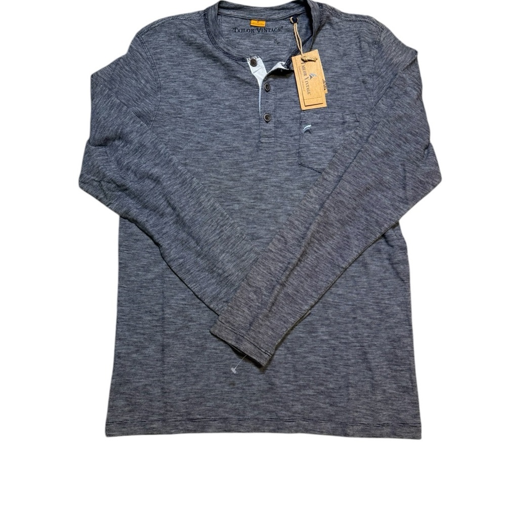 ✨👕‎ Tailor Vintage Long Sleeve Henley Blue Small NWT 👕✨